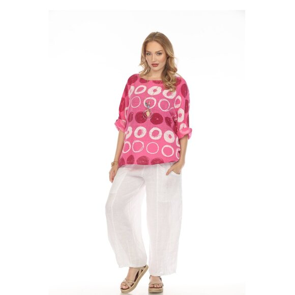 Fuchsia Circular Patterned Boat Neck Top - Picture 5 of 7